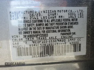2023 Nissan Sentra SR with VIN 3N1AB8DV9PY325803, listed as a Copart auction lot 41414115 with 22,232 mi miles and Salvage Title. Bid and sale history available at carsss.com. Image 12.