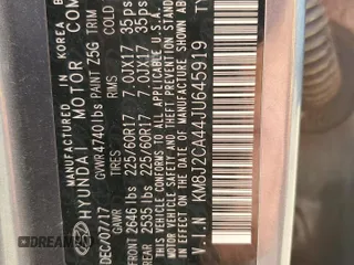 2018 Hyundai Tucson SE z VIN KM8J2CA44JU645919, wystawiony jako Copart lot #55580635 z przebiegiem Nie podano mil oraz Szkody całkowita. Historia ofert i sprzedaży dostępna na DreamBid. Obrazek 13.