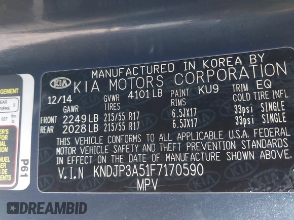 2015 Kia Soul + with VIN KNDJP3A51F7170590, listed as a IAAI auction lot 41272201 with 78,240 mi miles. Bid and sale history available at carsss.com. Image 9.