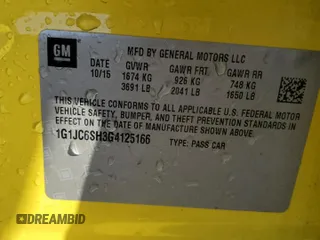 2016 Chevrolet Sonic LT with VIN 1G1JC6SH3G4125166, listed as a Copart auction lot 83096774 with 79,793 mi miles and Salvage Title. Bid and sale history available at carsss.com. Image 12.