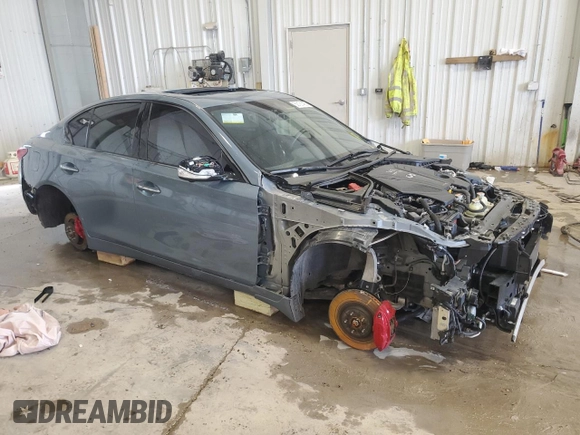 2021 Infiniti Q50 Red Sport 400 with VIN JN1FV7DR4MM880053, listed as a Copart auction lot 50121485 with 39,037 mi miles and Non repairable. Bid and sale history available at DreamBid. Image 4.