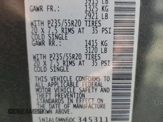 2013 Infiniti JX35 with VIN 5N1AL0MN6DC345311, listed as a Copart auction lot 67188584 with 173,822 mi miles and Salvage Title. Bid and sale history available at carsss.com. Image 14.