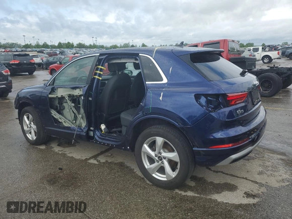 2021 Audi Q3 Premium with VIN WA1AUCF3XM1120717, listed as a Copart auction lot 54928885 with 25,833 mi miles and Salvage title. Bid and sale history available at DreamBid. Image 2.