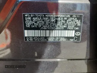 2011 Lexus ES 330 with VIN JTHBK1EG2B2449670, listed as a Copart auction lot 61452845 with 82,875 mi miles and Salvage title. Bid and sale history available at DreamBid. Image 12.