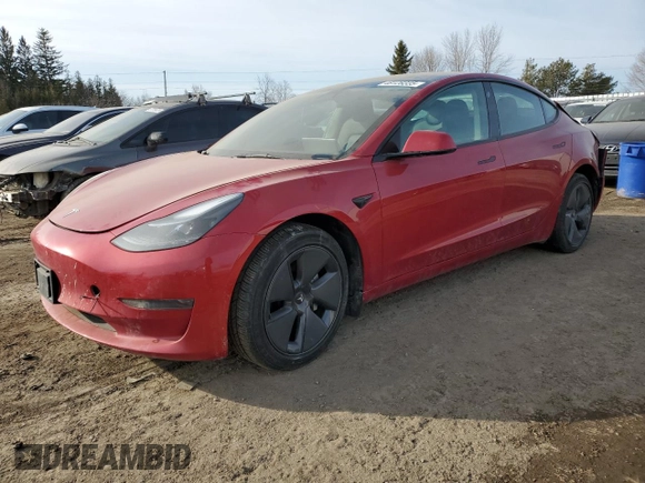 2022 Tesla Model 3 with VIN 5YJ3E1EA8NF167107, listed as a Copart auction lot 48128335 with 218,144 mi miles and Salvage Title. Bid and sale history available at carsss.com. Image 1.