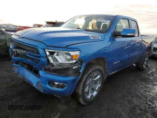2021 Ram 1500 Big Horn with VIN 1C6SRFBT3MN586735, listed as a Copart auction lot 82870194 with 55,744 mi miles and Salvage Title. Bid and sale history available at carsss.com. Image 1.