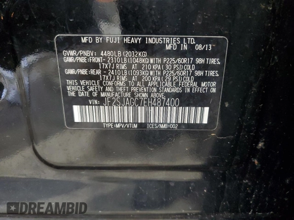 2014 Subaru Forester Premium with VIN JF2SJAGC7EH487400, listed as a Copart auction lot 63229825 with 121,901 mi miles and Salvage title. Bid and sale history available at DreamBid. Image 14.