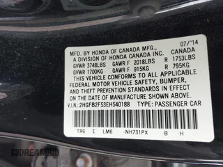 2014 Honda Civic LX with VIN 2HGFB2F53EH540188, listed as a IAAI auction lot 41741533 with 101,467 mi miles. Bid and sale history available at carsss.com. Image 9.