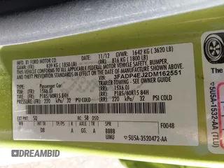 2013 Ford Fiesta SE with VIN 3FADP4EJ2DM162551, listed as a IAAI auction lot 41775724 with 166,750 mi miles. Bid and sale history available at carsss.com. Image 9.