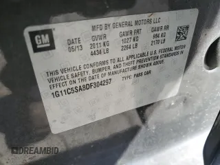 2013 Chevrolet Malibu LT with VIN 1G11C5SA8DF304297, listed as a Copart auction lot 42023265 with 158,079 mi miles and Salvage Title. Bid and sale history available at DreamBid. Image 12.