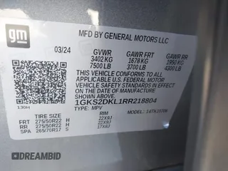 2024 GMC Yukon Denali with VIN 1GKS2DKL1RR218804, listed as a IAAI auction lot 41311247 with 13,628 mi miles. Bid and sale history available at carsss.com. Image 9.