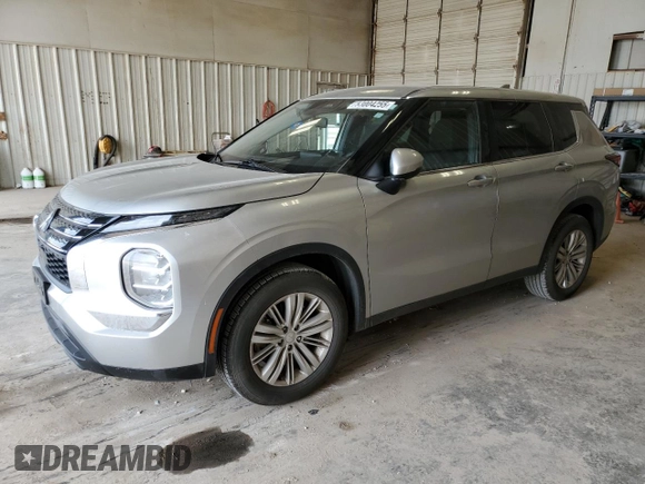 2023 Mitsubishi Outlander ES z VIN JA4J3TA84PZ010144, wystawiony jako Copart lot #53004255 z przebiegiem 63 236 mil mil oraz Szkoda całkowita • Salvage title. Historia ofert i sprzedaży dostępna na DreamBid. Obrazek 1.