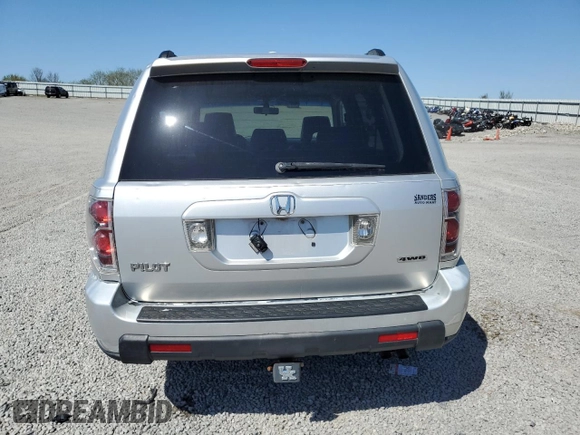 2006 Honda Pilot EX-L with VIN 2HKYF18546H512704, listed as a Copart auction lot 53295185 with 218,307 mi miles and Salvage Title. Bid and sale history available at DreamBid. Image 6.