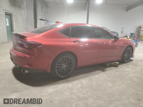 2023 Acura TLX Type S with VIN 19UUB7F06PA003888, listed as a Copart auction lot 45701425 with 4,368 mi miles and Salvage Title. Bid and sale history available at carsss.com. Image 3.