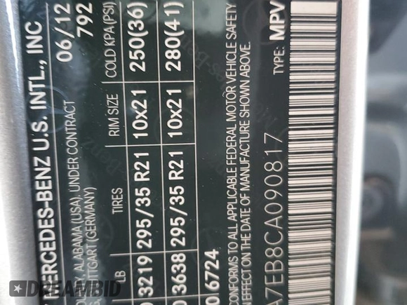 2012 Mercedes-Benz M 63 AMG z VIN 4JGDA7EB8CA090817, wystawiony jako Copart lot #59903915 z przebiegiem 101 046 mil mil oraz Szkoda całkowita • Salvage title. Historia ofert i sprzedaży dostępna na DreamBid. Obrazek 12.