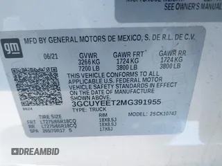 2021 Chevrolet Silverado 1500 RST with VIN 3GCUYEET2MG391955, listed as a IAAI auction lot 41295635 with 67,906 mi miles. Bid and sale history available at carsss.com. Image 9.
