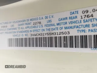 2005 Volkswagen Beetle GLS с VIN 3VWCM31Y55M312503, выставлен на аукционе IAAI как лот 41972195 с пробегом 59 671 миль миль и . История ставок и продаж доступна на DreamBid. Изображение 9.