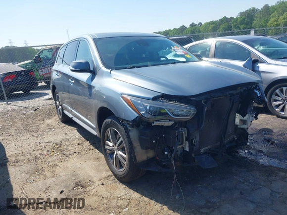 2019 Infiniti QX60 Luxe with VIN 5N1DL0MM7KC567051, listed as a IAAI auction lot 42065874 with 112,379 mi miles and . Bid and sale history available at DreamBid. Image 1.