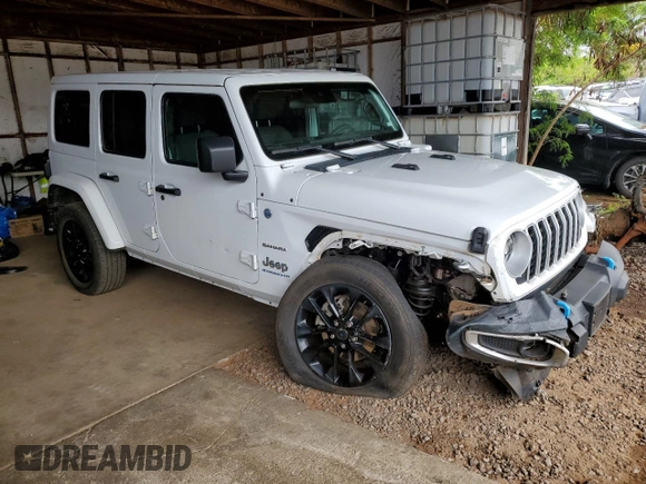 2024 Jeep Wrangler Sahara with VIN 1C4RJXP67RW223380, listed as a Copart auction lot 52192095 with 18,326 mi miles and Salvage Title. Bid and sale history available at DreamBid. Image 4.