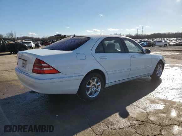 2001 Mercedes-Benz S-Class with VIN WDBNG70J51A188530, listed as a Copart auction lot 42014835 with 0 mi miles and Salvage Title. Bid and sale history available at carsss.com. Image 3.