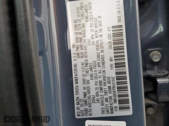 2023 Mazda CX-50 S Premium Plus with VIN 7MMVABEM7PN101642, listed as a Copart auction lot 47498675 with 12,299 mi miles and Salvage Title. Bid and sale history available at DreamBid. Image 14.