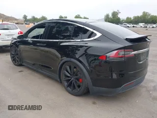 2020 Tesla Model X P90D with VIN 5YJXCDE4XLF296255, listed as a IAAI auction lot 42087953 with 45,411 mi miles. Bid and sale history available at carsss.com. Image 3.