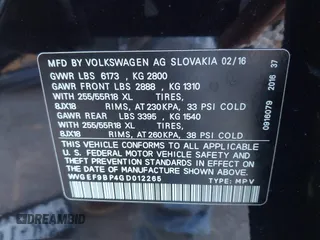 2016 Volkswagen Touareg Sport with VIN WVGEF9BP4GD012265, listed as a IAAI auction lot 41208383 with 69,205 mi miles and . Bid and sale history available at DreamBid. Image 9.