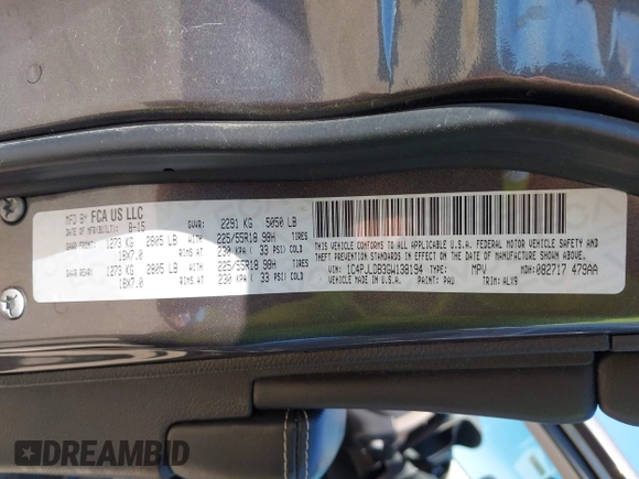 2016 Jeep Cherokee Limited с VIN 1C4PJLDB3GW138194, выставлен на аукционе IAAI как лот 42300563 с пробегом 185 064 миль миль и . История ставок и продаж доступна на DreamBid. Изображение 9.
