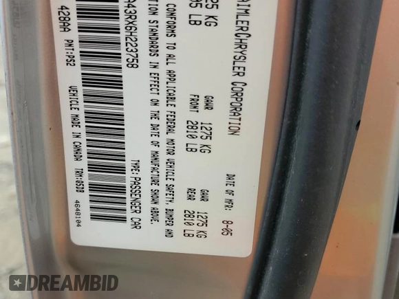 2006 Chrysler 300 with VIN 2C3KA43RX6H223758, listed as a Copart auction lot 64400524 with 0 mi miles and Salvage Title. Bid and sale history available at carsss.com. Image 14.