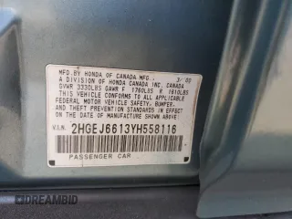 2000 Honda Civic VP z VIN 2HGEJ6613YH558116, wystawiony jako Copart lot #50028285 z przebiegiem 138 436 mil mil oraz Szkoda całkowita • Salvage title. Historia ofert i sprzedaży dostępna na DreamBid. Obrazek 14.