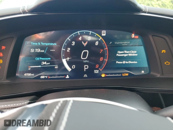 2023 Chevrolet Corvette 3LZ with VIN 1G1YF3D37P5604867, listed as a Copart auction lot 60778945 with 4,758 mi miles and Salvage title. Bid and sale history available at DreamBid. Image 9.