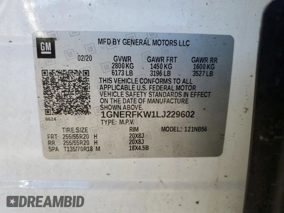 2020 Chevrolet Traverse LS with VIN 1GNERFKW1LJ229602, listed as a Copart auction lot 88529455 with 80,680 mi miles and Salvage Title. Bid and sale history available at carsss.com. Image 14.