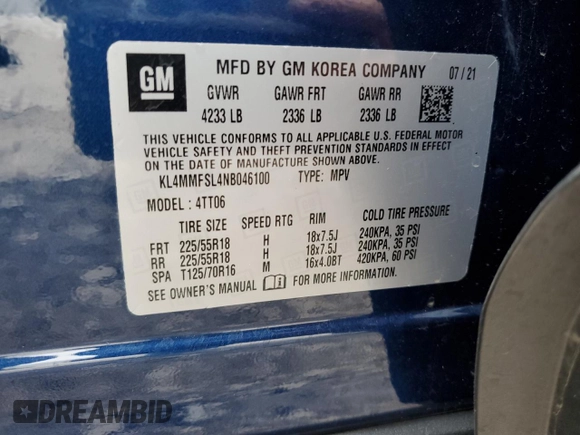 2022 Buick Encore GX Essence с VIN KL4MMFSL4NB046100, выставлен на аукционе Copart как лот 56189995 с пробегом 16 319 миль миль и Списание • Salvage title. История ставок и продаж доступна на DreamBid. Изображение 13.