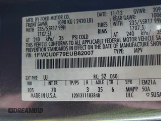 2014 Ford Escape S with VIN 1FMCU0F79EUB82007, listed as a IAAI auction lot 41760796 with 176,194 mi miles. Bid and sale history available at carsss.com. Image 9.