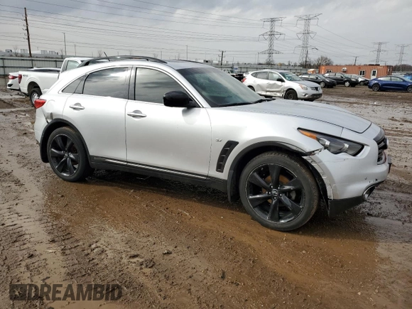 2016 Infiniti QX70 with VIN JN8CS1MW4GM400288, listed as a Copart auction lot 51423095 with 115,733 mi miles and Salvage title. Bid and sale history available at DreamBid. Image 4.