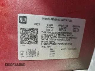 2023 GMC Yukon XL SLT z VIN 1GKS2GKD7PR499188, wystawiony jako Copart lot #54093875 z przebiegiem 32 387 mil mil oraz Szkoda całkowita • Salvage title. Historia ofert i sprzedaży dostępna na DreamBid. Obrazek 13.