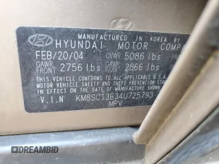 2004 Hyundai Santa Fe GLS with VIN KM8SC13E34U725793, listed as a Copart auction lot 45959715 with 141,943 mi miles and Salvage Title. Bid and sale history available at carsss.com. Image 13.