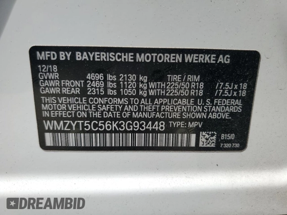 2019 MINI Countryman Cooper S with VIN WMZYT5C56K3G93448, listed as a Copart auction lot 63420534 with 21,440 mi miles and Salvage Title. Bid and sale history available at carsss.com. Image 12.