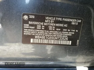 2016 BMW 3 Series 320i with VIN WBA8E1G55GNT33526, listed as a Copart auction lot 49814425 with 118,826 mi miles and Salvage Title. Bid and sale history available at DreamBid. Image 12.