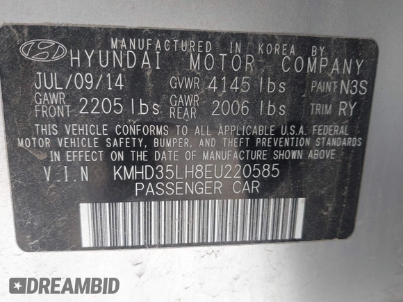 2014 Hyundai Elantra с VIN KMHD35LH8EU220585, выставлен на аукционе IAAI как лот 41960767 с пробегом 109 714 миль миль и . История ставок и продаж доступна на DreamBid. Изображение 9.