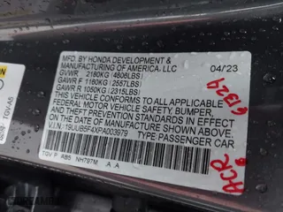 2023 Acura TLX w/Technology Package with VIN 19UUB5F4XPA003979, listed as a IAAI auction lot 41717591 with 17,019 mi miles. Bid and sale history available at carsss.com. Image 9.