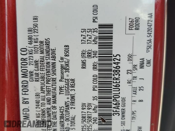 2014 Ford Fusion SE Hybrid with VIN 3FA6P0LU6ER386425, listed as a Copart auction lot 64362835 with 197,320 mi miles and Salvage title. Bid and sale history available at DreamBid. Image 13.