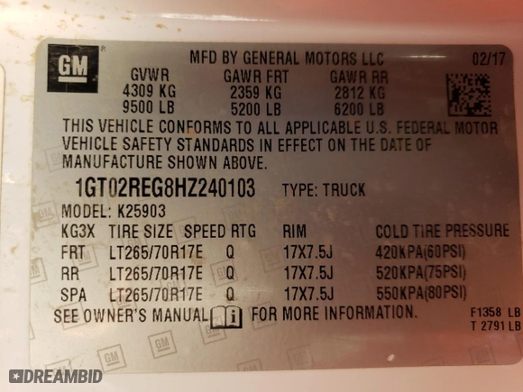 2017 GMC Sierra 2500HD with VIN 1GT02REG8HZ240103, listed as a Copart auction lot 77389314 with 95,967 mi miles and Clean Title. Bid and sale history available at carsss.com. Image 12.