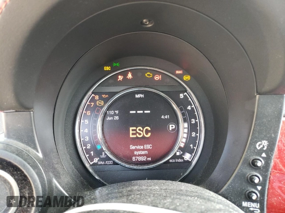 2015 FIAT 500 Abarth with VIN 3C3CFFFH6FT590412, listed as a Copart auction lot 62235855 with 67,892 mi miles and Clean title. Bid and sale history available at DreamBid. Image 9.