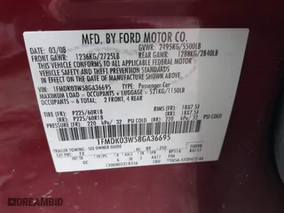 2008 Ford Taurus X Limited with VIN 1FMDK03W58GA36695, listed as a IAAI auction lot 41472278 with 221,213 mi miles. Bid and sale history available at carsss.com. Image 9.