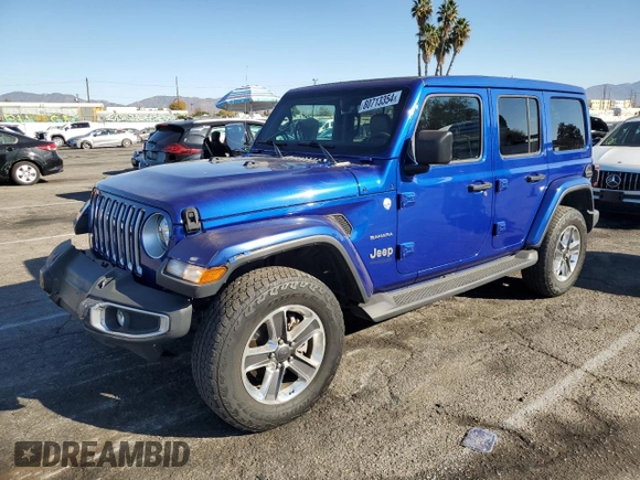 2020 Jeep Wrangler Unlimited Sahara Altitude with VIN 1C4HJXEG1LW233952, listed as a Copart auction lot 80713354 with 46,146 mi miles and Salvage title. Bid and sale history available at DreamBid. Image 1.