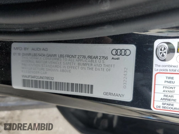 2018 Audi A6 Sport with VIN WAUF3AFC0JN078532, listed as a Copart auction lot 79159564 with 81,931 mi miles and Salvage Title. Bid and sale history available at carsss.com. Image 14.