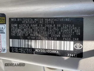 2005 Toyota Camry LE with VIN 4T1BF30K45U616418, listed as a Copart auction lot 54690555 with 127,898 mi miles and Salvage Title. Bid and sale history available at DreamBid. Image 12.