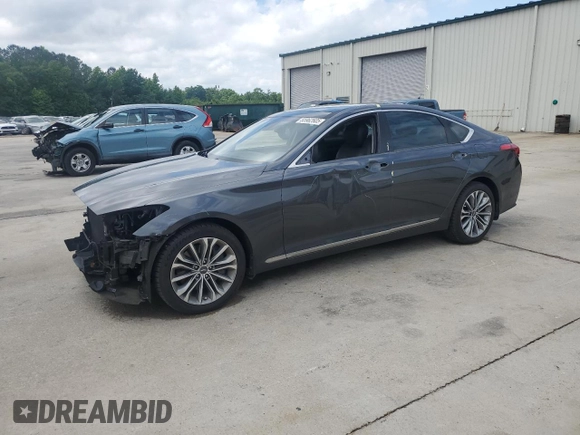 2017 Genesis G80 3.8L with VIN KMHGN4JE5HU195871, listed as a Copart auction lot 55962605 with 120,346 mi miles and Salvage title. Bid and sale history available at DreamBid. Image 1.