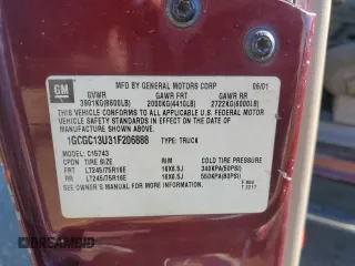 2001 Chevrolet Silverado 1500HD LS z VIN 1GCGC13U31F206888, wystawiony jako Copart lot #76606284 z przebiegiem 327 513 mil mil oraz Szkoda całkowita • Salvage title. Historia ofert i sprzedaży dostępna na DreamBid. Obrazek 14.